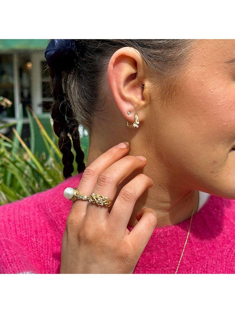 Product image 3 of 4, which shows London Road Burlington 9ct Yellow Gold and Pearl Willow Ring, Gold