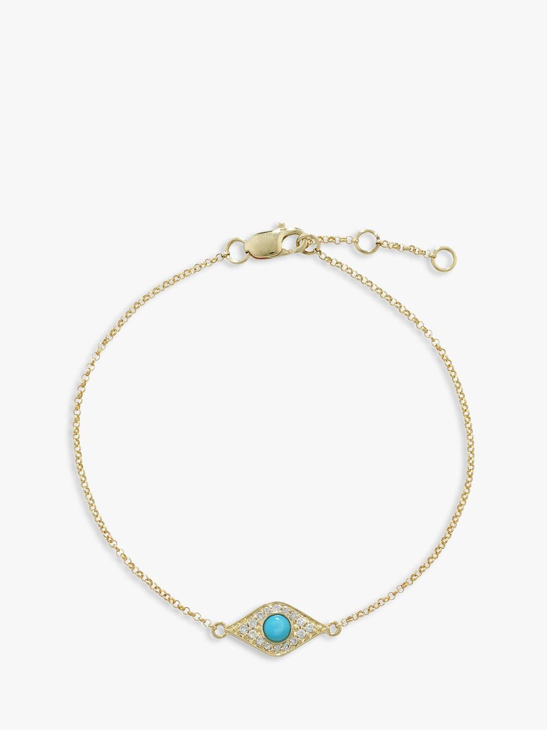 Product image 1 of 4, which shows London Road Enchanted Evil Eye Diamond and Turquoise Bracelet, Gold