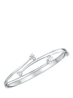 Jools by Jenny Brown Overlapping Cubic Zirconia Hinged Bangle, Silver