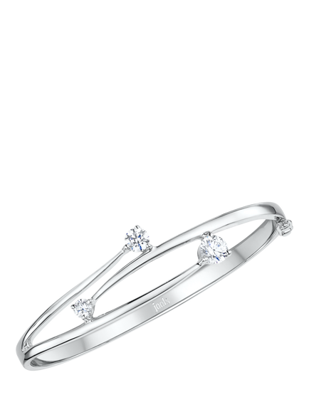 Jools by Jenny Brown Overlapping Cubic Zirconia Hinged Bangle, Silver