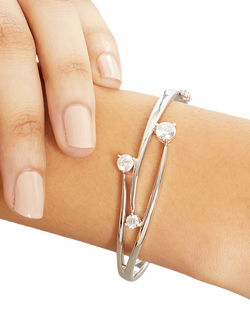 Jools by Jenny Brown Overlapping Cubic Zirconia Hinged Bangle - view 2, Silver