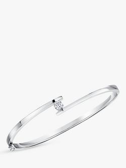 Jools by Jenny Brown Parallel Lines Cubic Zirconia Bangle, Silver, Silver