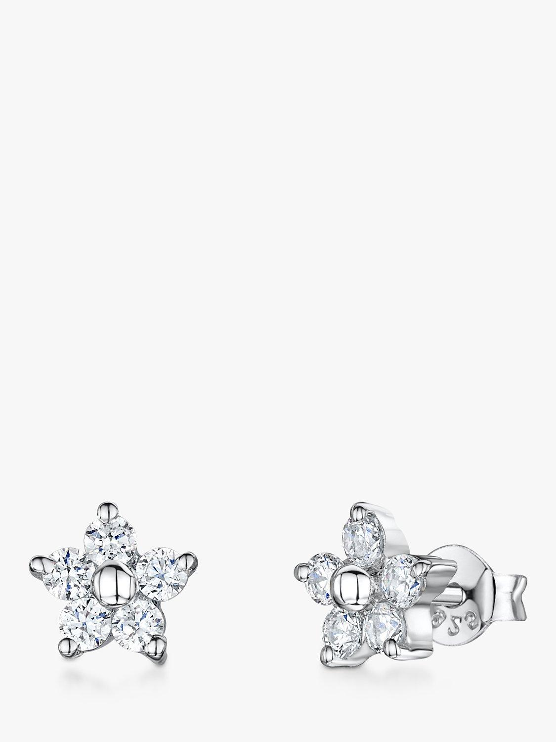 Jools by Jenny Brown Cubic Zirconia Flower Stud Earrings, Silver