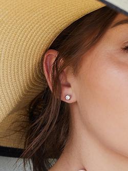 Jools by Jenny Brown Round Cubic Zirconia Stud Earrings, Silver - view 2, Silver