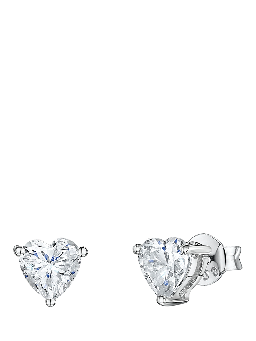 Product image 1 of 4, which shows Jools by Jenny Brown Heart Shaped Cubic Zirconia Stud Earrings, Silver