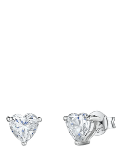 Jools by Jenny Brown Heart Shaped Cubic Zirconia Stud Earrings, Silver, Silver