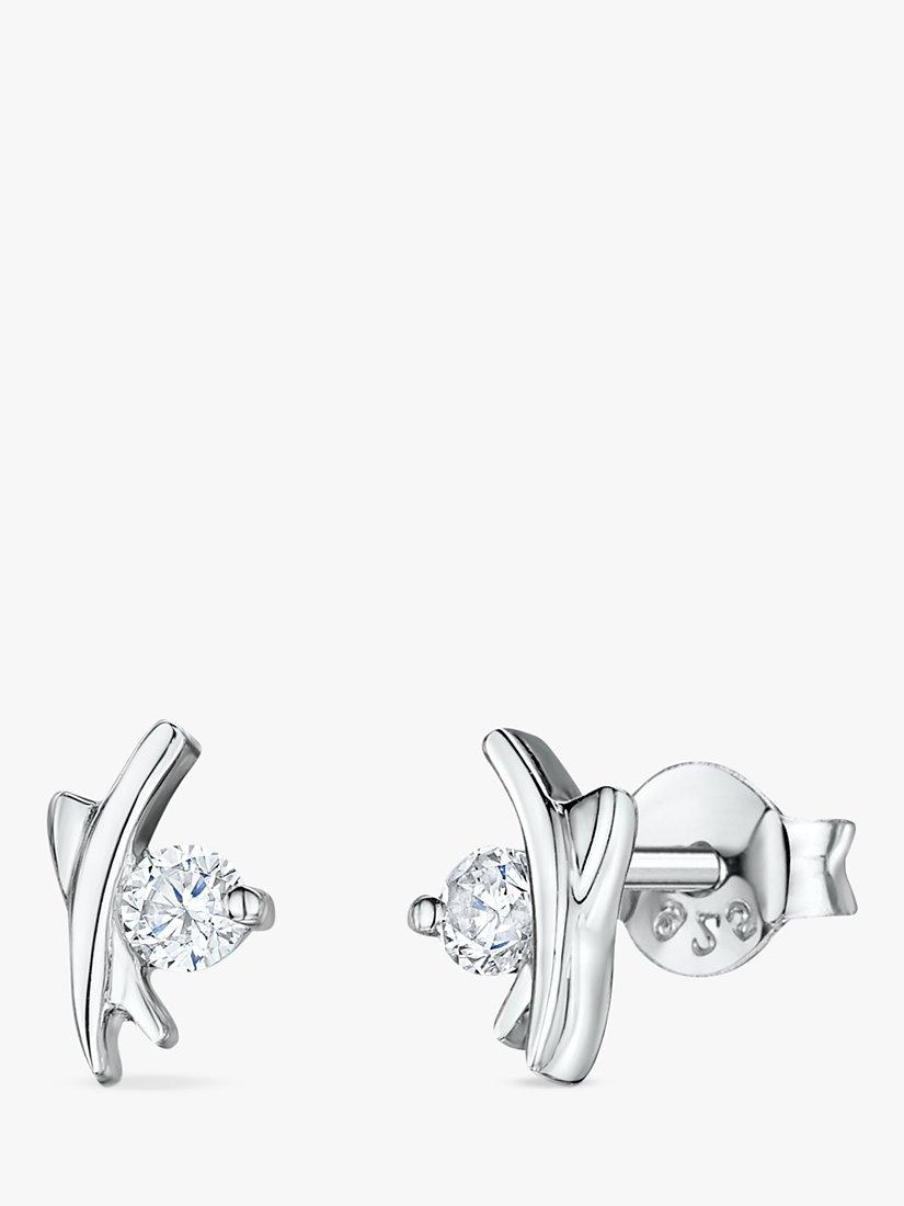 Jools by Jenny Brown Cubic Zirconia Kiss Stud Earrings, Silver