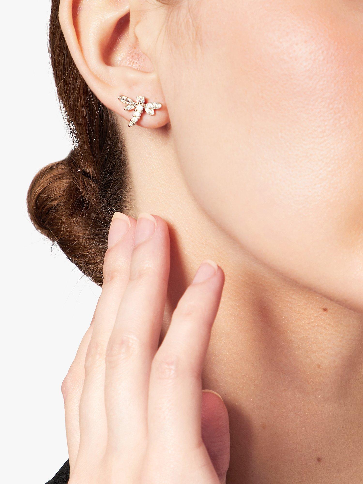Product image 2 of 4, which shows Jools by Jenny Brown Cubic Zirconia Dragonfly Stud Earrings, Silver