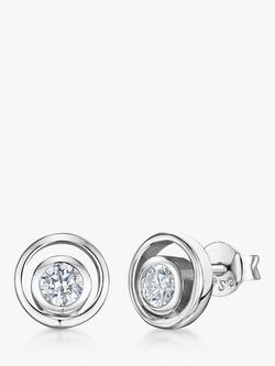 Jools by Jenny Brown Cubic Zirconia Open Round Stud Earrings, Silver, Silver