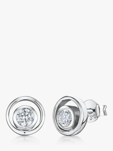 Jools by Jenny Brown Cubic Zirconia Open Round Stud Earrings, Silver, Silver