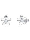 Jools by Jenny Brown Silver Petal Cubic Zirconia Flower Stud Earrings, Silver