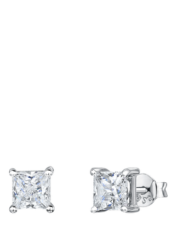 Jools by Jenny Brown Cubic Zirconia Small Square Stud Earrings, Silver, Silver