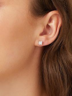 Jools by Jenny Brown Cubic Zirconia Small Square Stud Earrings, Silver - view 2, Silver