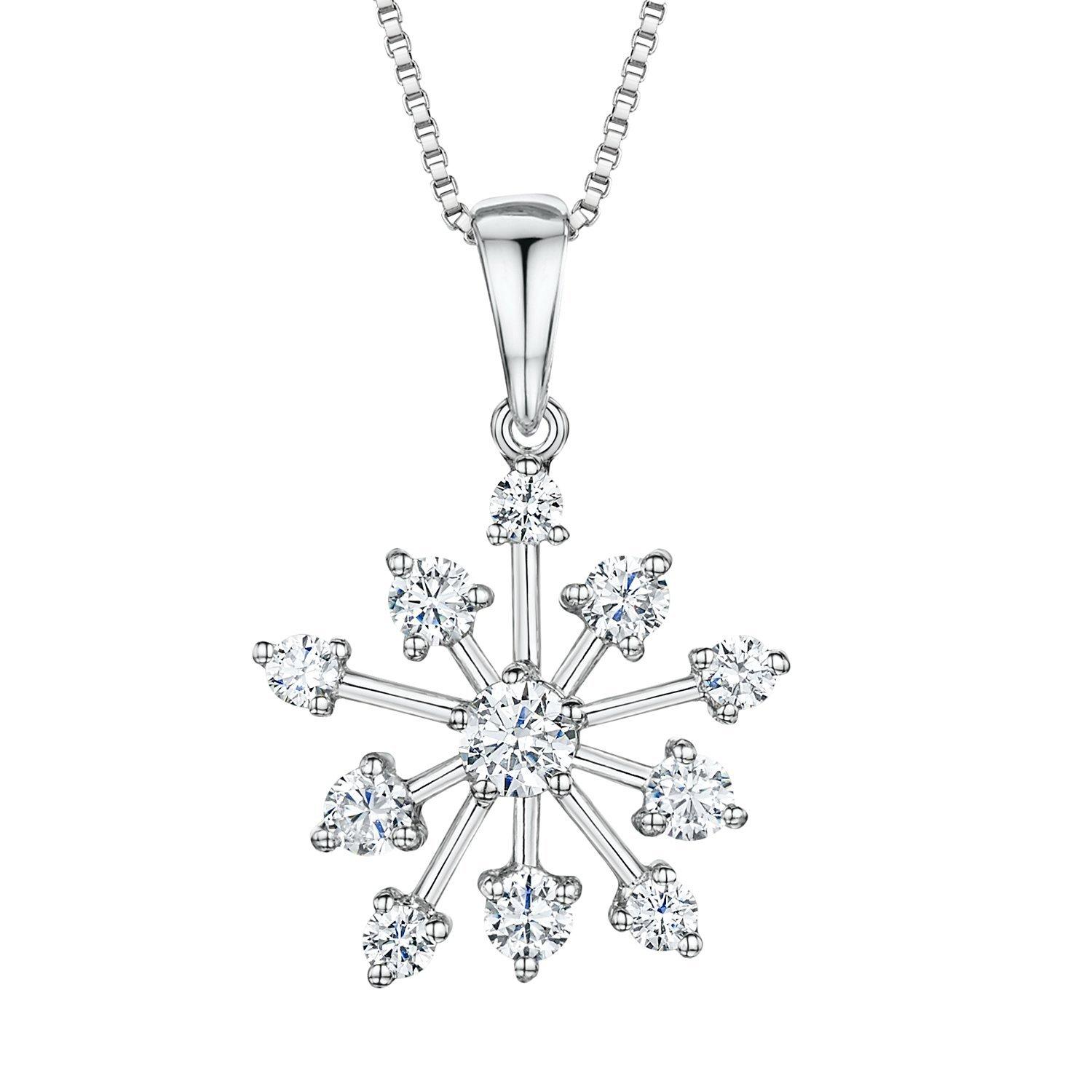 Jools by Jenny Brown Cubic Zirconia Snowflake Pendant Necklace, Silver