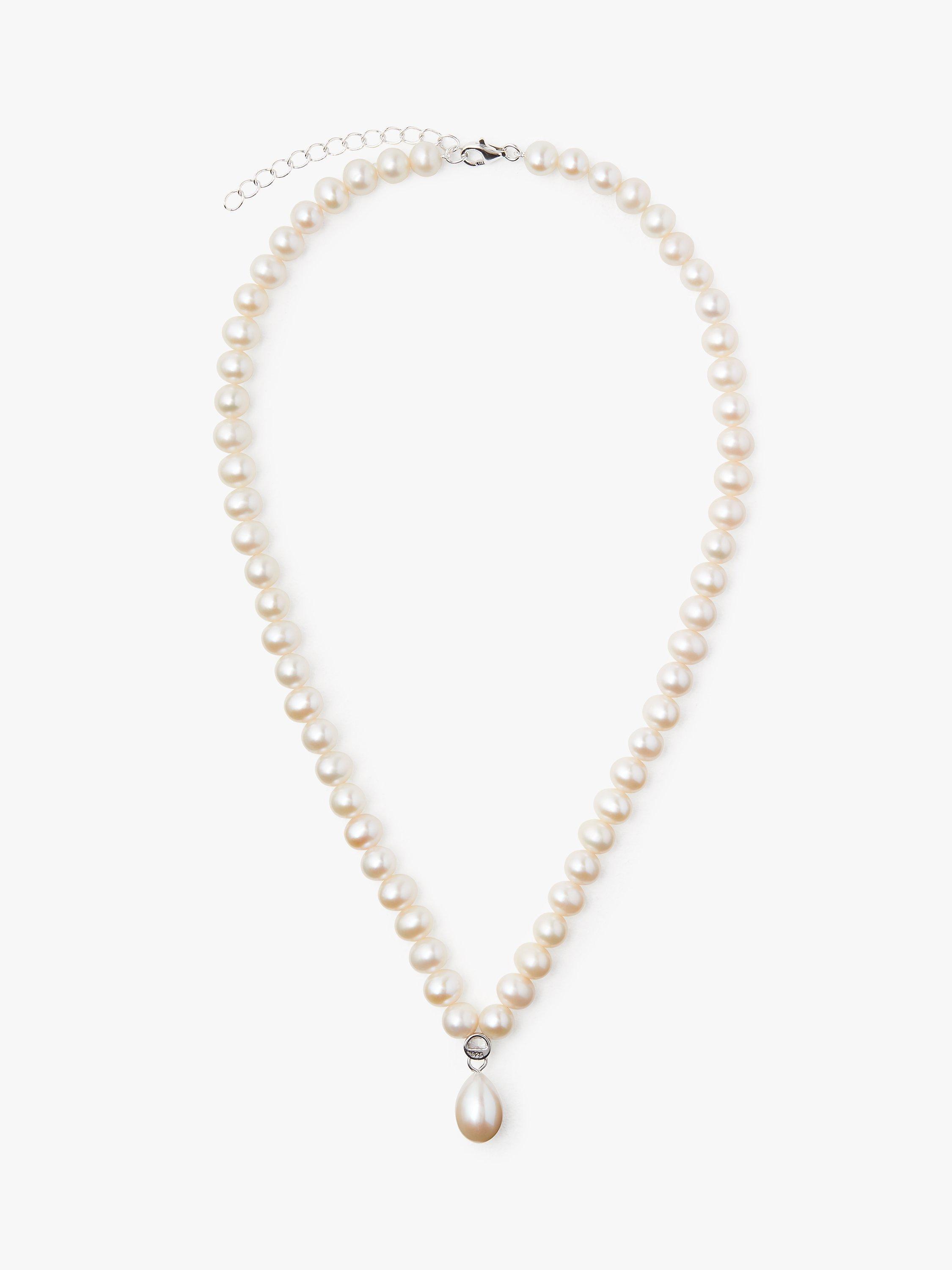 Product image 2 of 4, which shows Lido Sterling Silver Freshwater Pearls Cubic Zirconia Pendant Necklace, Cream