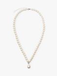 Lido Sterling Silver Freshwater Pearls Cubic Zirconia Pendant Necklace, Cream