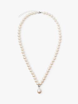 Lido Sterling Silver Freshwater Pearls Cubic Zirconia Pendant Necklace, Cream - view 2, Cream