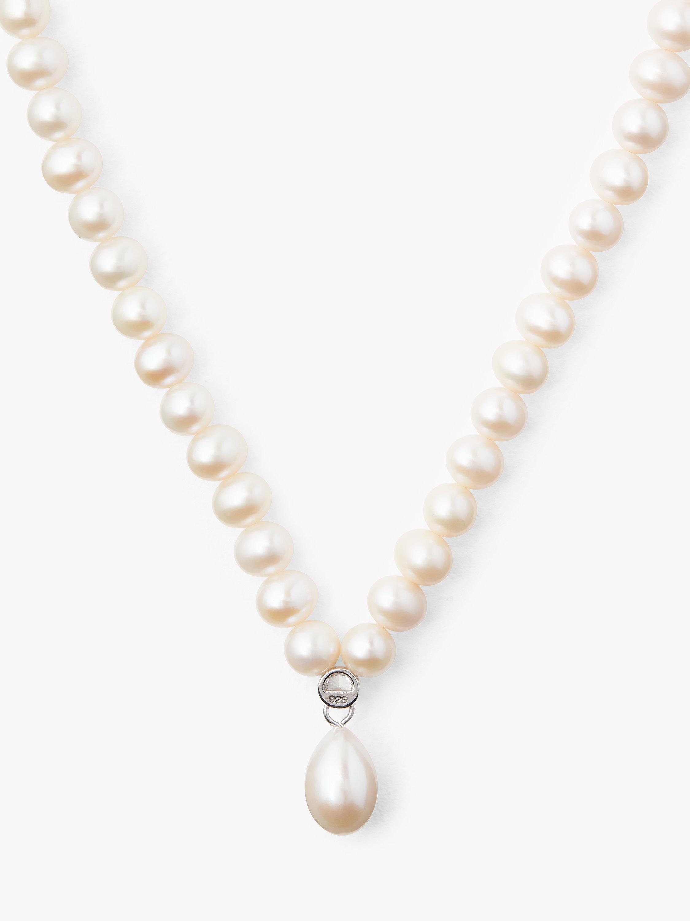 Product image 1 of 4, which shows Lido Sterling Silver Freshwater Pearls Cubic Zirconia Pendant Necklace, Cream