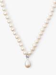 Lido Sterling Silver Freshwater Pearls Cubic Zirconia Pendant Necklace, Cream