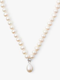 Lido Sterling Silver Freshwater Pearls Cubic Zirconia Pendant Necklace, Cream, Cream