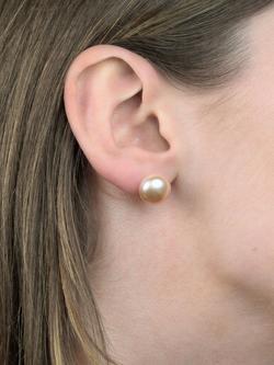 E.W Adams 9ct Yellow Gold Bouton Freshwater Pearl Stud Earrings, Pink
