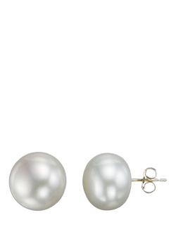 E.W Adams 9ct Yellow Gold Bouton Freshwater Pearl Stud Earrings, White