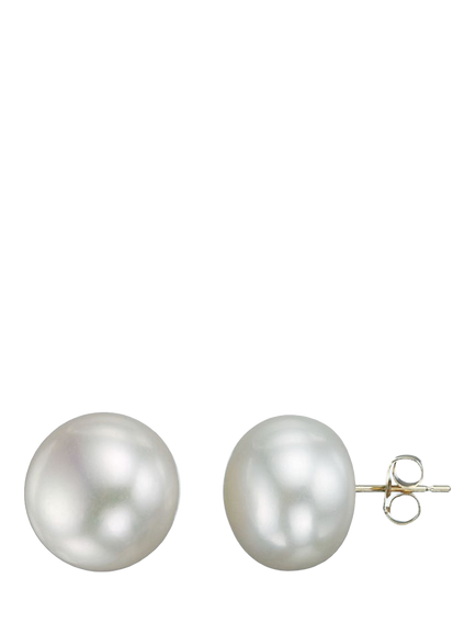 E.W Adams 9ct Yellow Gold Bouton Freshwater Pearl Stud Earrings, White