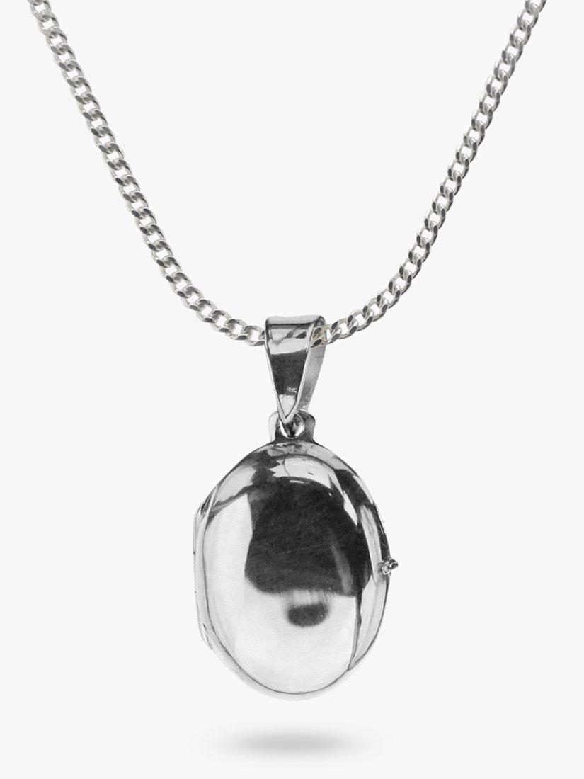 Product image 1 of 4, which shows Nina B Small Sterling Silver Oval Locket Pendant Necklace, Silver