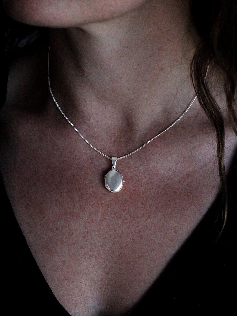 Product image 4 of 4, which shows Nina B Small Sterling Silver Oval Locket Pendant Necklace, Silver