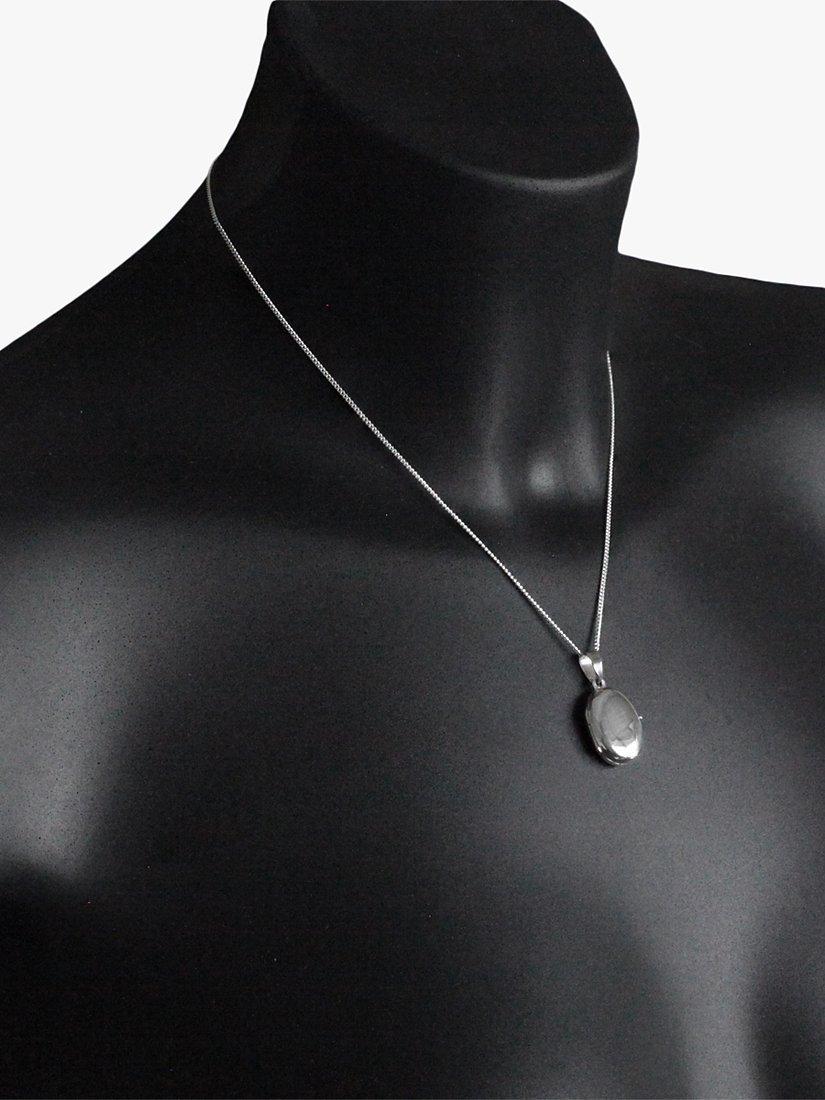 Product image 3 of 4, which shows Nina B Small Sterling Silver Oval Locket Pendant Necklace, Silver