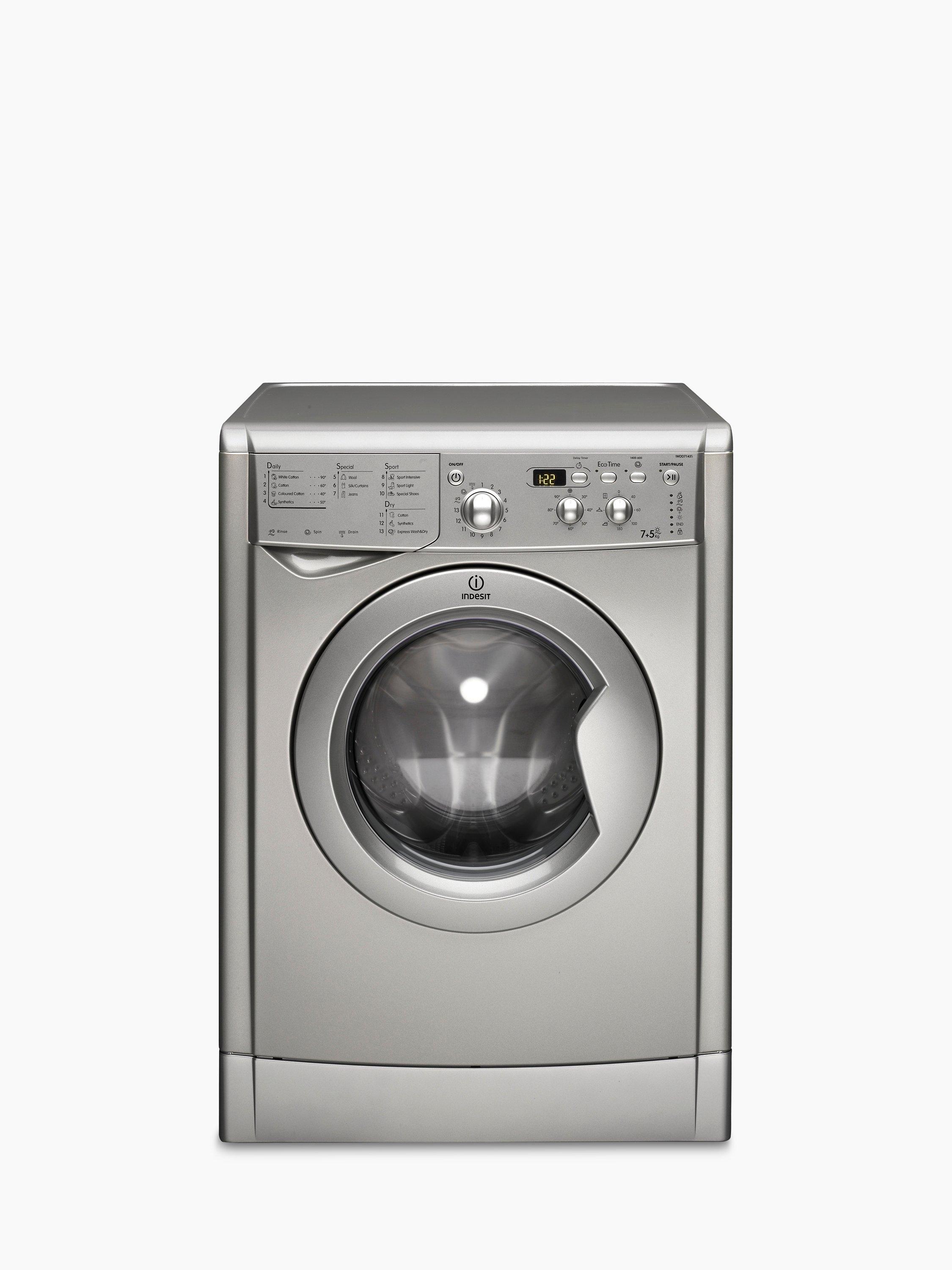 Indesit IWDD7143S Ecotime Washer Dryer, 7kg Wash/5kg Dry Load, B Energy Rating, 1400rpm Spin, Silver