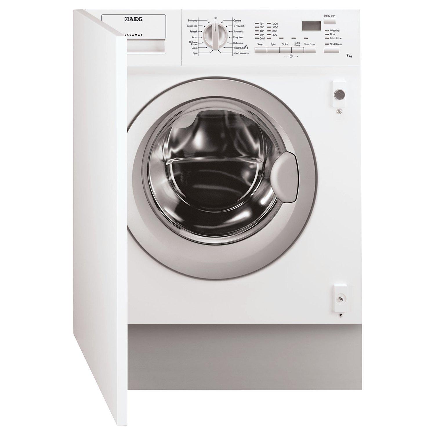 AEG L61271BI Integrated Washing Machine, 7kg Load, A++ Energy Rating, 1200rpm Spin