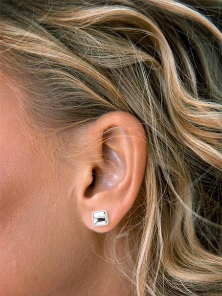 Nina B Cushion-Shaped Stud Earrings, Silver - view 2, Silver