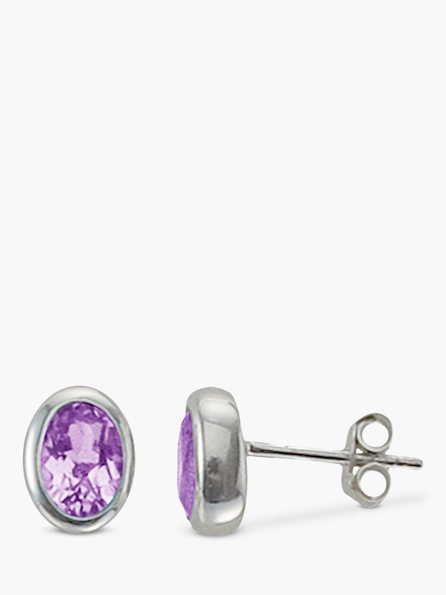 Product image 1 of 4, which shows Nina B Oval Stud Earrings, Amethyst