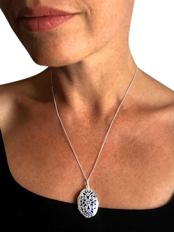 Nina B Lattice Locket Pendant Necklace, Silver - view 2, Silver