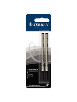 PARKER Waterman Rollerball Pen Refills, Black, Pack of 2, Black