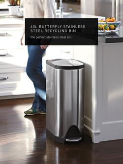 Simplehuman Butterfly Recycler, Brushed Stainless Steel, 40L - view 2, Stainless Steel