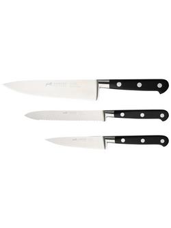 SABATIER Kitchen Knife Set, 3 Piece, Silver/Black