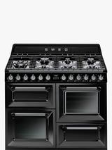 Smeg Victoria TR4110 Dual Fuel Range Cooker, Black Gloss