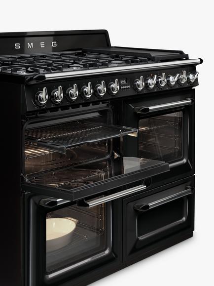 Smeg Victoria TR4110 Dual Fuel Range Cooker - view 2, Black Gloss