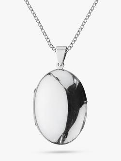 Nina B Large Plain Locket Pendant Necklace, Silver, Silver