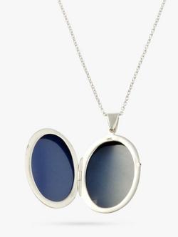 Nina B Large Plain Locket Pendant Necklace, Silver - view 2, Silver