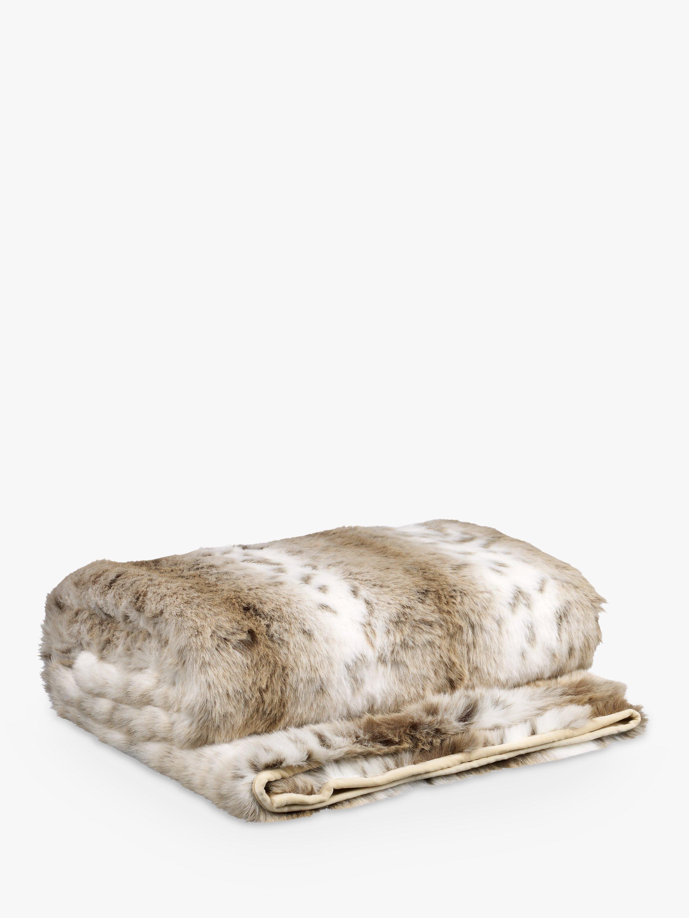 Helene For Denim Wardrobe Faux Fur Spot Throw, Cream