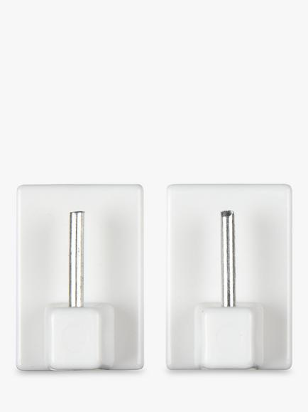 John Lewis Net Rod Stick-On Hooks, Set of 2, White