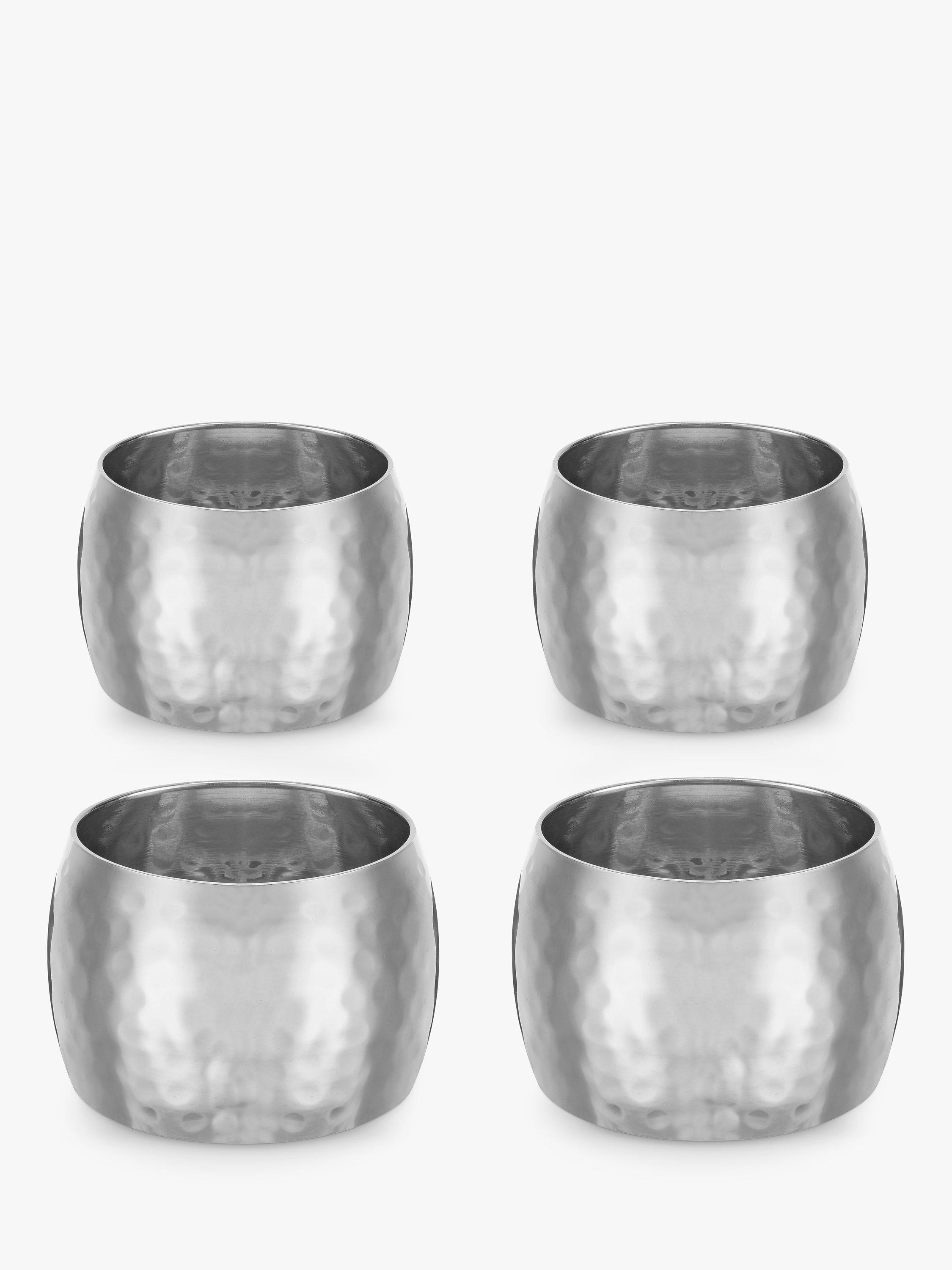 John Lewis Hammered Napkin Rings, Set of 4, Silver