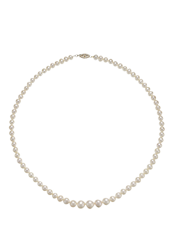 E.W Adams 9ct Yellow Gold Graduating Pearl Necklace, White, White