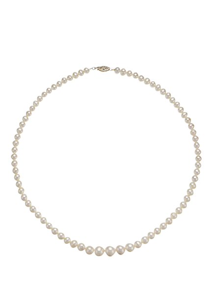 E.W Adams 9ct Yellow Gold Graduating Pearl Necklace, White, White