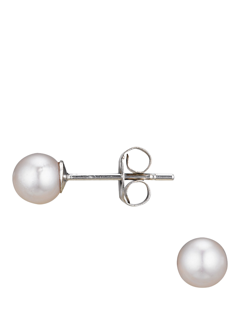 Product image 1 of 3, which shows E.W Adams 18ct White Gold Cultured Pearl Stud Earrings, White
