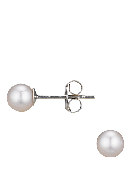 E.W Adams 18ct White Gold Cultured Pearl Stud Earrings, White, White