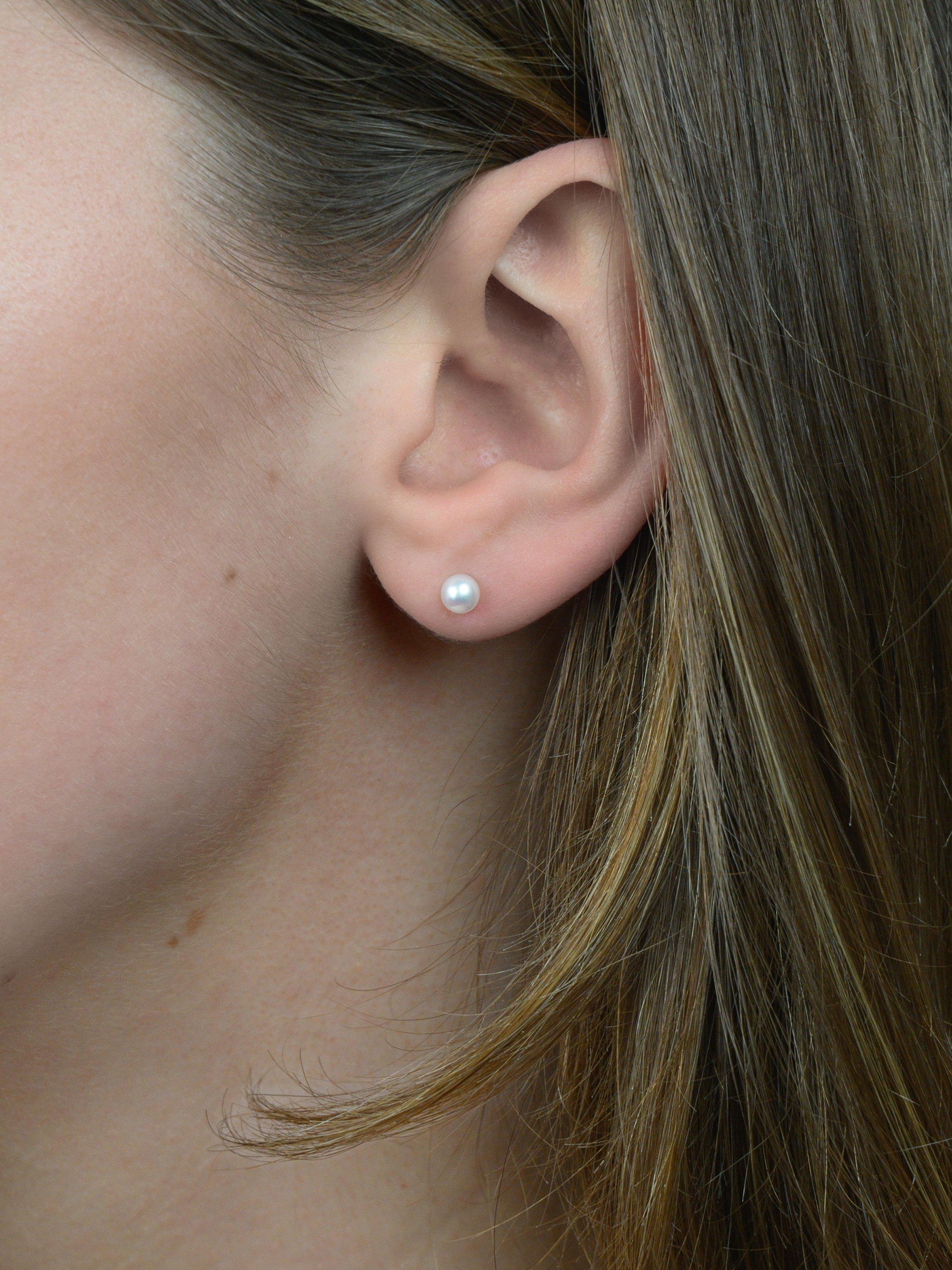 Product image 2 of 3, which shows E.W Adams 18ct White Gold Cultured Pearl Stud Earrings, White